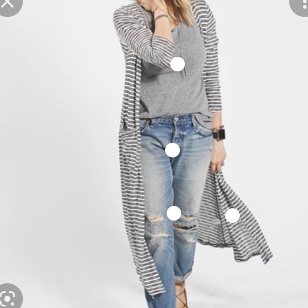 Lularoe Sarah Cardigan in navy and cream weave